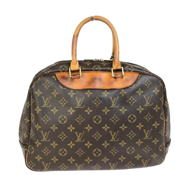 LOUIS VUITTON LV Logo Deauville Hand Bag Monogram Leather Brown - Picture 3 of 16